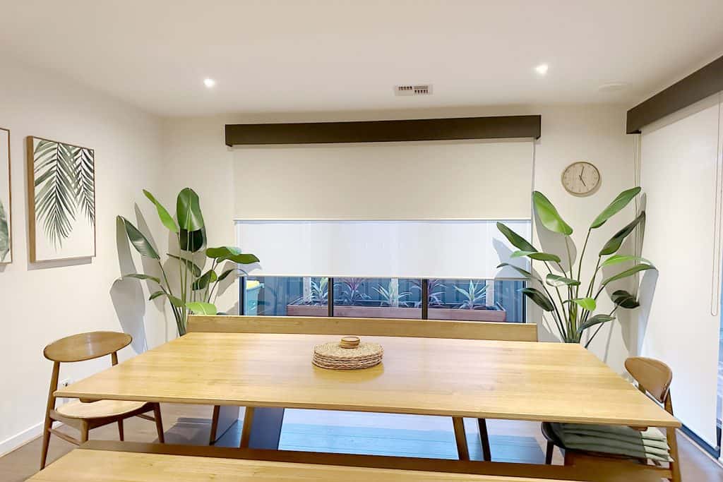 Dual Roller Blinds with fabric pelmet in Wollert
