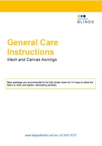 Care Instructions for Awnings Cover